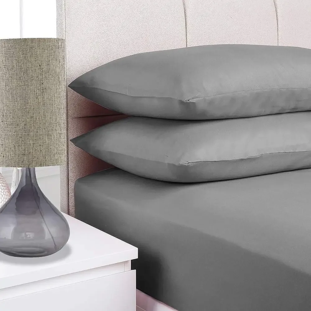 Gulliver Cotton Percale King 4 Piece Cooling Sheet Set‎ Grey - NEW